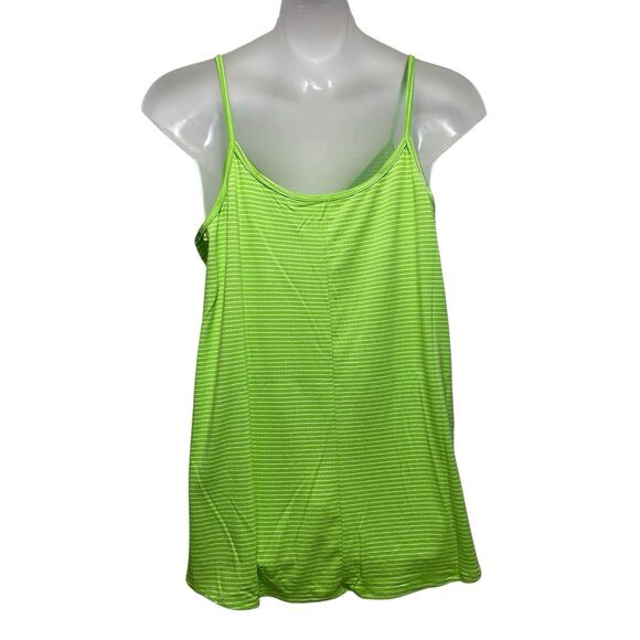 ZENANA Reversible Scoop n V neck Tank Top Cami Flowy Green & White Stripe 3X NEW - Picture 2 of 2